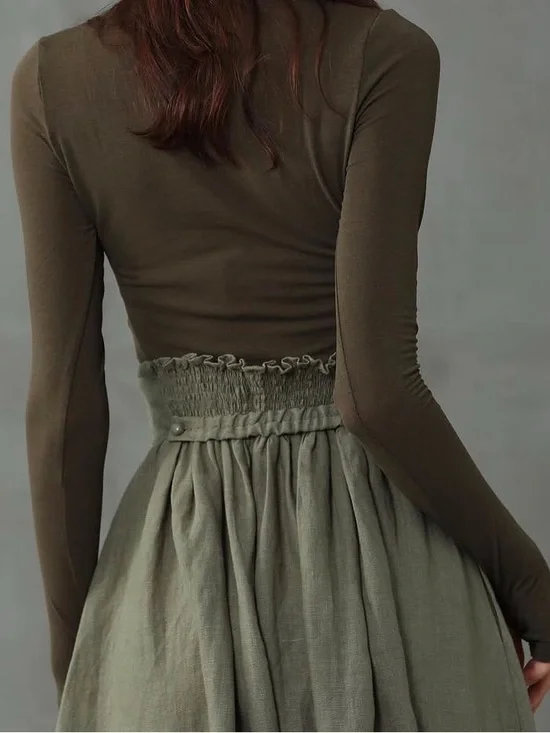 Linennaive HANNAH 38 | GIRDLE LINEN SKIRT Green - Picture 3 of 12